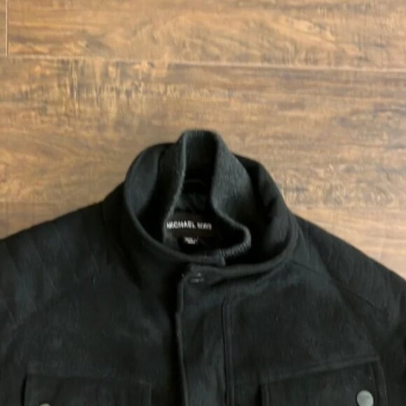 Michael Kors Heavy Black Wool Jacket with Stand-Up Collar - Picture 11 of 15